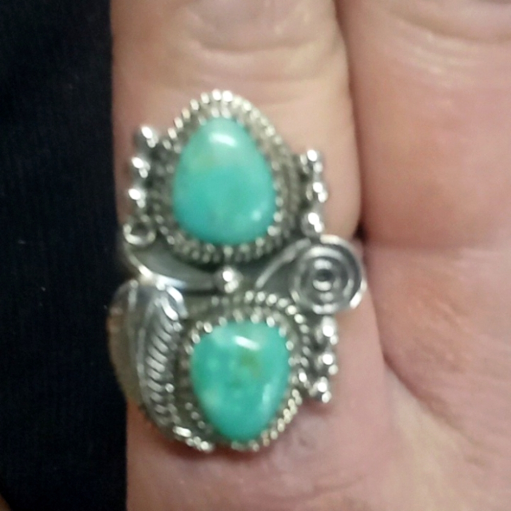 Double Turquoise and Sterling Ring